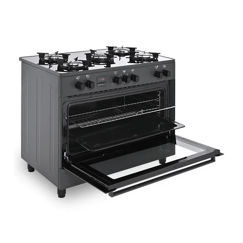 Ravanson KWGE-K90 90 cm juoda dujinė-elektrinė viryklė image 3