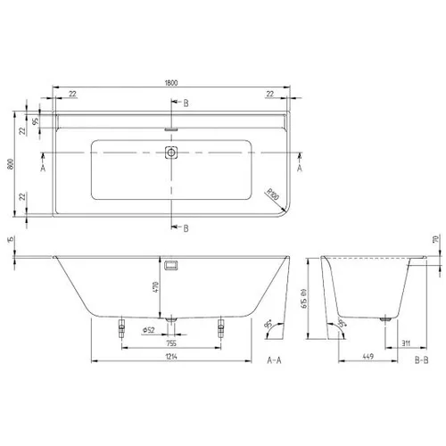 Villeroy&Boch COLLARO 180x80 cm vonia UBA180COR9CL00VD01 image 3
