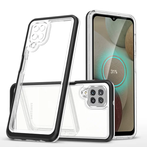Hybrid Armor Aiškus 3 in 1 dėklas Samsung Galaxy A22 4G, juodas image 1
