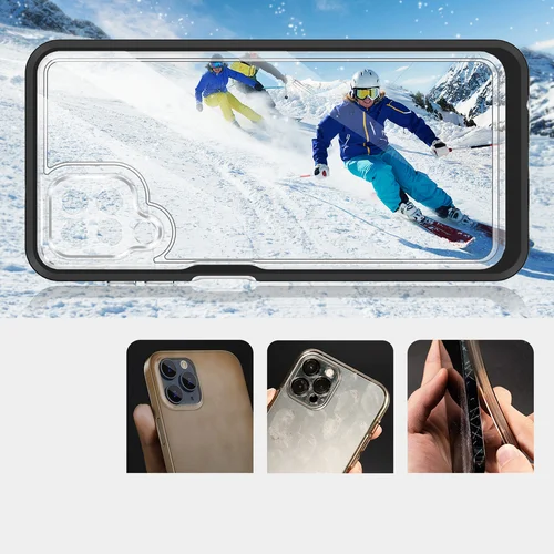 Hybrid Armor Aiškus 3 in 1 dėklas Samsung Galaxy A22 4G, juodas image 3