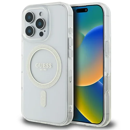 Guess IML Blizgus Cirkas MagSafe dėklas iPhone 16 Pro Max, skaidrus image 1
