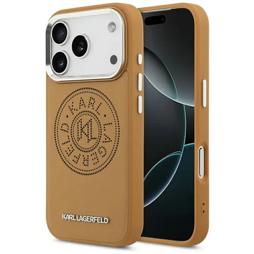 Karl Lagerfeld taškuotas MagSafe dėklas iPhone 17 Pro Max, rudas image 1