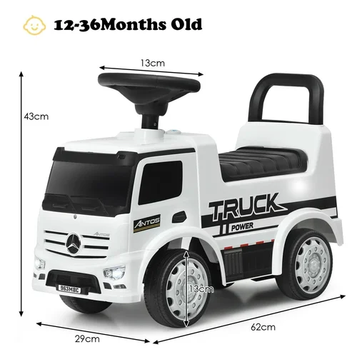 MERCEDES-BENZ TRUCK paspiriama mašinėlė-stumdukas, balta image 2