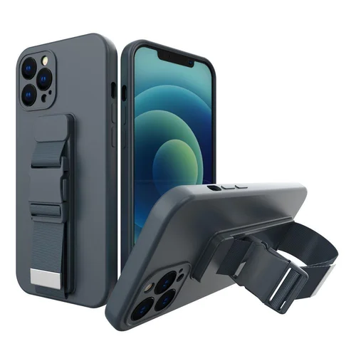 Xiaomi Redmi Note 11 Pro silikoninis dėklas su dirželiu, tamsiai mėlynas image 1
