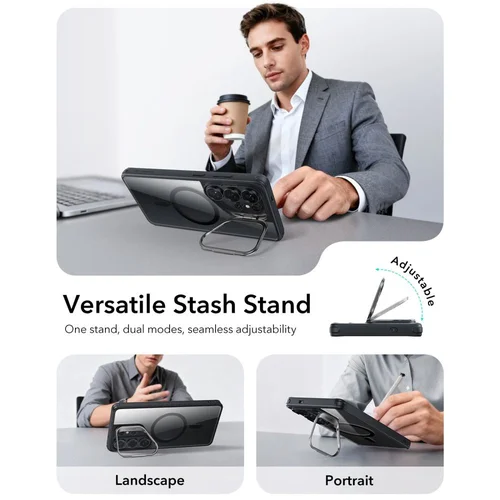 ESR Classic Hybrid Kickstand MagSafe dėklas Samsung Galaxy S26 Ultra, skaidri juoda image 3