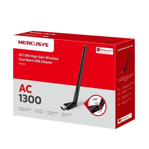 MERCUSYS MA30H AC1300 Dual Band USB tinklo adapteris image 3
