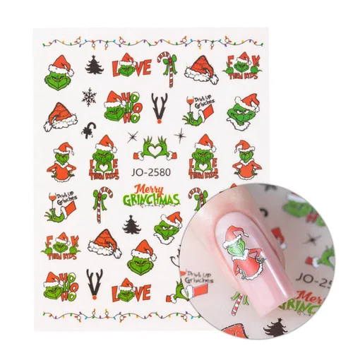 MOLLY NAILS JO-2580 GRINCH nagų lipdukai image 1