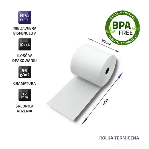 Qoltec 51892 terminis ritinys 80 × 80 mm, 10 vnt. image 3