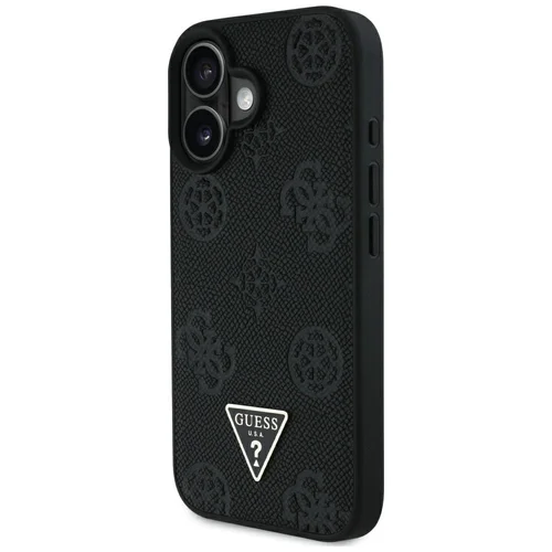Guess Grained Hot Stamp Peony Triangle Logo MagSafe dėklas iPhone 16, juodas image 2