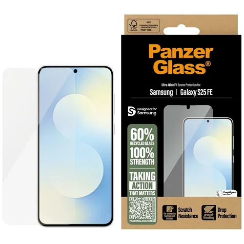 PanzerGlass Ultra-Wide Fit apsauginis stiklas Samsung Galaxy S25 FE, skaidrus image 1