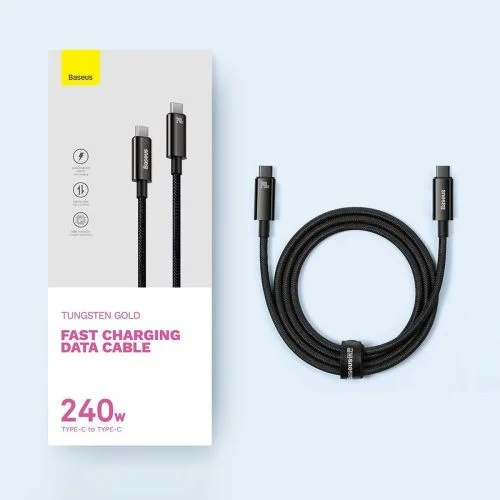 Baseus Tungsten Gold CAWJ040101 USB-C–USB-C kabelis 3 m 240 W image 1
