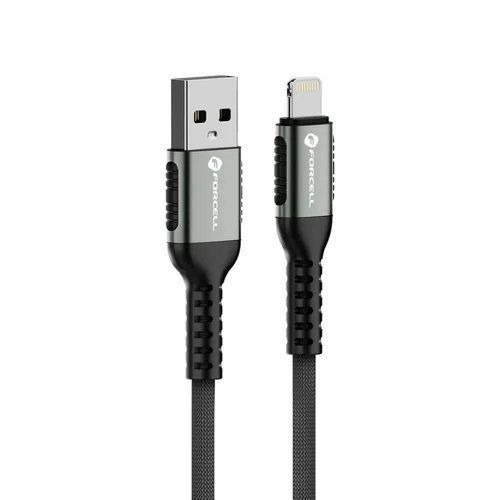 FORCELL F-ENERGY C257 Cafule USB-A–Lightning kabelis, 1,2 m, juodas image 2