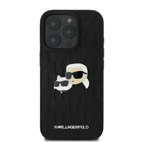 Karl Lagerfeld Monogram Karl & Choupette Head Pin dėklas iPhone 16 Pro Max, juodas image 3