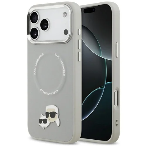 Karl Lagerfeld Karl & Choupette Pins MagSafe dėklas iPhone 17 Pro, pilkas image 1