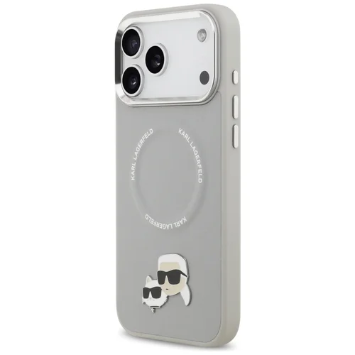 Karl Lagerfeld Karl & Choupette Pins MagSafe dėklas iPhone 17 Pro, pilkas image 2