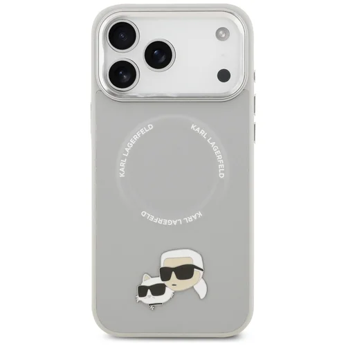 Karl Lagerfeld Karl & Choupette Pins MagSafe dėklas iPhone 17 Pro, pilkas image 3