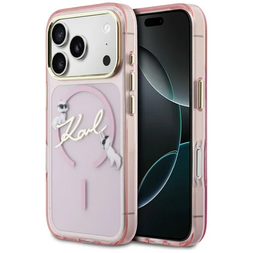 Karl Lagerfeld IML Choupettes Karl Script Logo MagSafe dėklas iPhone 17 Pro, rožinis image 1