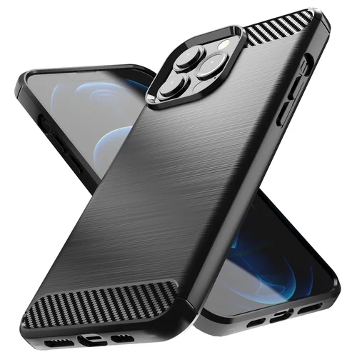 Anglies pluošto tekstūros TPU dėklas iPhone 13 Pro Max, juodas image 2