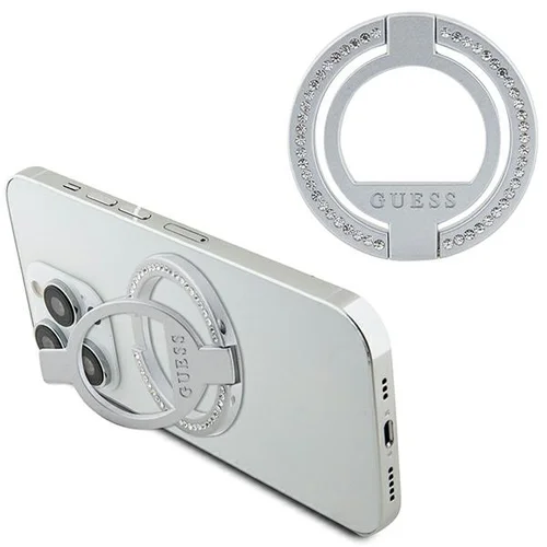 Guess MagSafe žiedinis laikiklis su kristalais, sidabrinis image 1