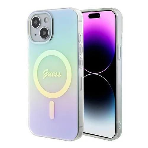 Guess GUHMP15SHITSQ IML Iridescent MagSafe dėklas iPhone 15, mėlynas image 1