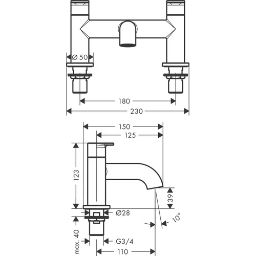 Hansgrohe Vernis Blend 71442670, juodas matinis, montuojamas į vonios kraštą image 2
