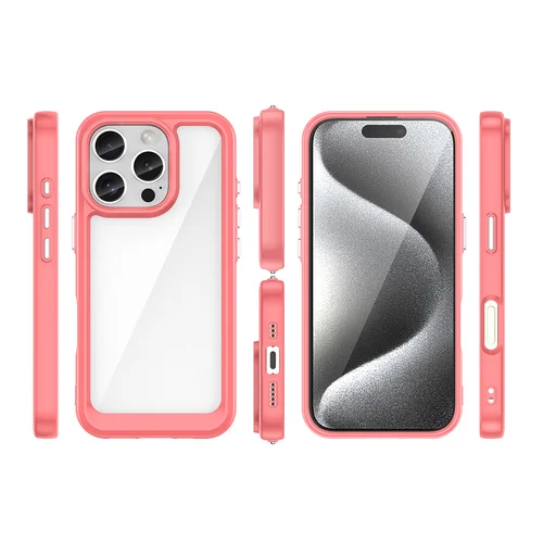 Kosminis dėklas su geliniu rėmu iPhone 16 Pro Max, raudonas image 2