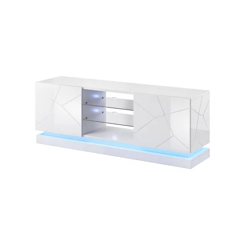 Cama QIU 160 TV spintelė 160 cm balta blizgi image 1