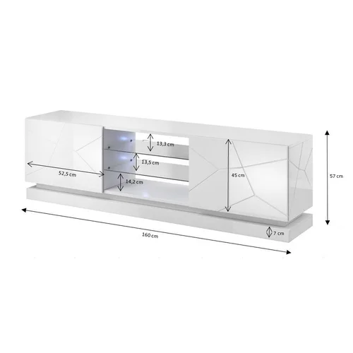 Cama QIU 160 TV spintelė 160 cm balta blizgi image 3