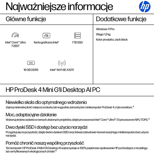 HP ProDesk 4 G1i, Core Ultra 7 265T, 16 GB, 1 TB SSD image 3