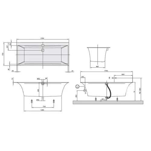 Villeroy&boch Squaro Edge 12 Duo UBQ170SQE2DV-01 1700x750 mm image 3