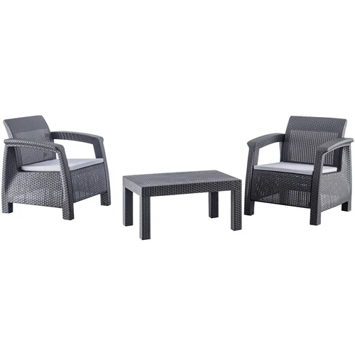 Vivere Baldų komplektas lauko 1 stalas + 2 kėdės Juoda/Pilka image 1