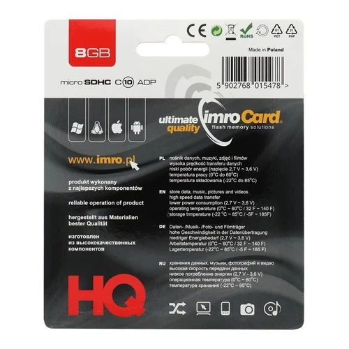 IMRO microSD 8 GB 100 MB/s su SD adapteriu image 2