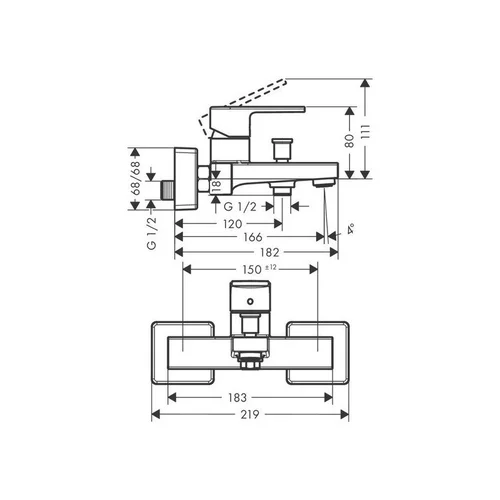 Hansgrohe chromo spalvos vonios maišytuvas Vernis Shape 71450000 image 2