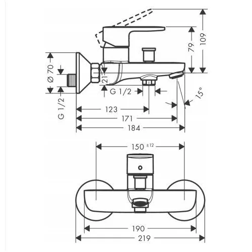 Hansgrohe Vernis Blend 71440000 Vonios maišytuvas, chromo image 3