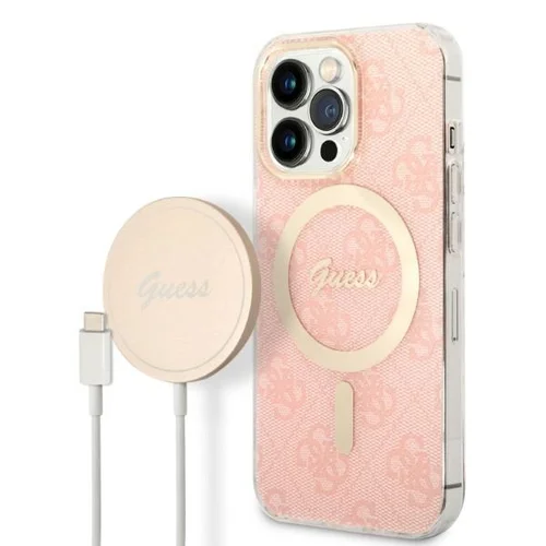 Guess GUBPP13LH4EACSP iPhone 13 Pro dėklo ir įkroviklio rinkinys, rožinis image 1