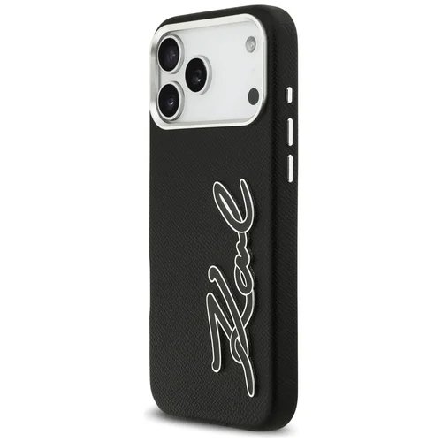 Karl Lagerfeld FW Grained Signature Logo dėklas iPhone 17 Pro Max, juodas image 2