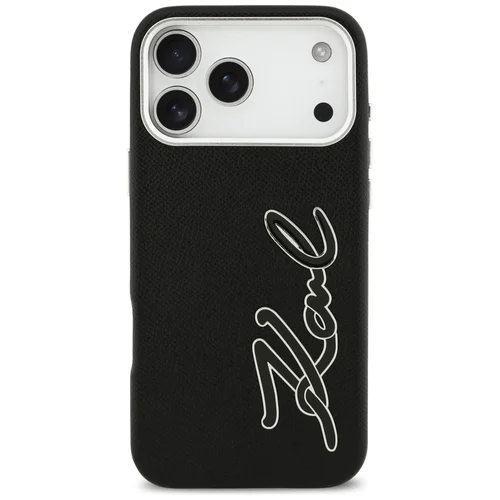 Karl Lagerfeld FW Grained Signature Logo dėklas iPhone 17 Pro Max, juodas image 3