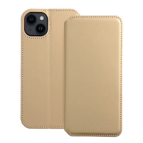 DUAL POCKET knyginis dėklas iPhone 14 Plus, auksinis image 1