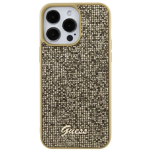 Guess Disco Metal Script dėklas iPhone 15 Pro Max, auksinis image 3