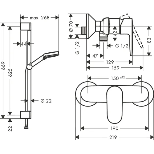 Hansgrohe Vernis Blend 26957000 chromo dušo komplektas image 2