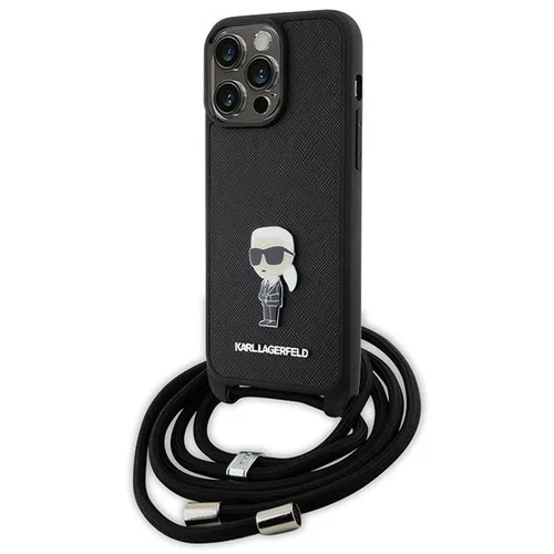 Karl Lagerfeld Saffiano dėklas iPhone 15 Pro Max, juodas image 1