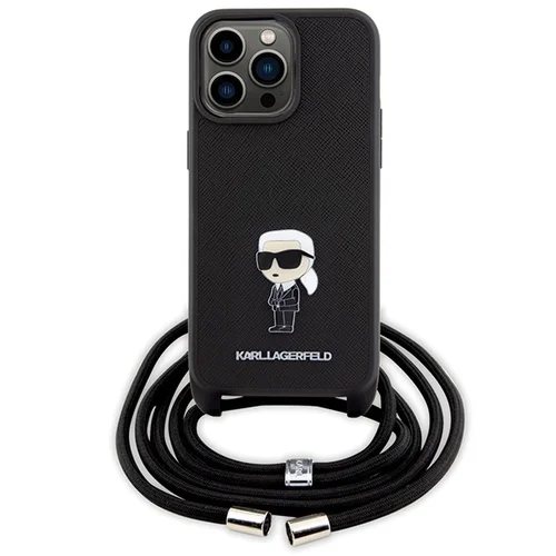 Karl Lagerfeld Saffiano dėklas iPhone 15 Pro Max, juodas image 2