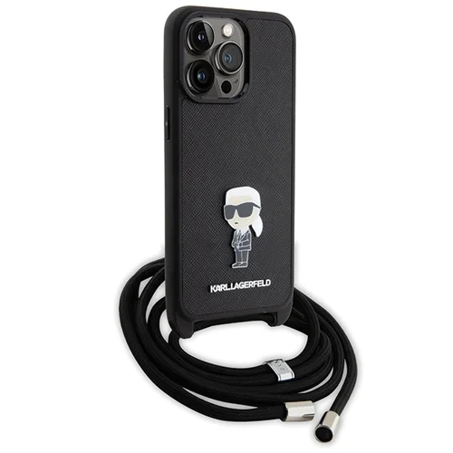 Karl Lagerfeld Saffiano dėklas iPhone 15 Pro Max, juodas image 3