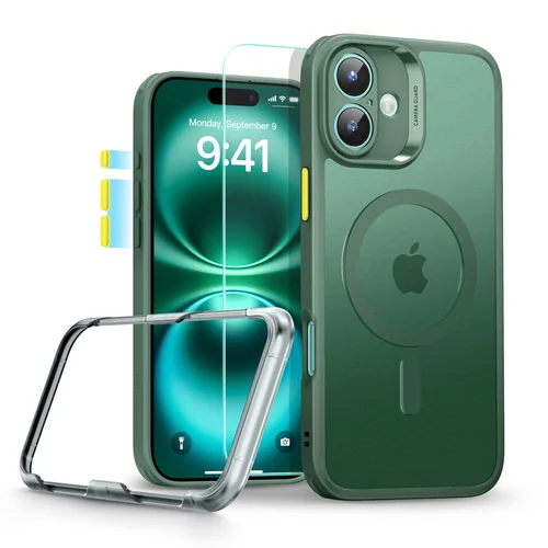 ESR Classic Pro Set HaloLock MagSafe dėklas iPhone 16, žalias image 1