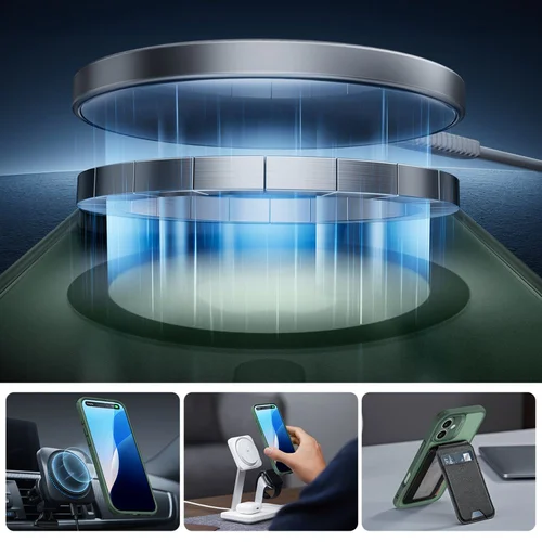 ESR Classic Pro Set HaloLock MagSafe dėklas iPhone 16, žalias image 3