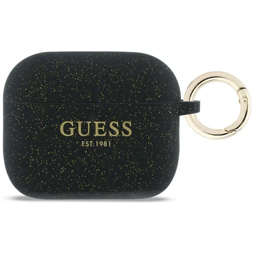 Guess silikoninis blizgučių dėklas su žiedu, AirPods Pro 3, juodas image 1