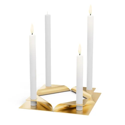 HOFATS SQUARE CANDLE žvakių laikiklių rinkinys, aukso, 4 vnt. image 3