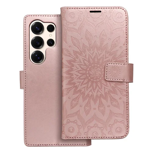MEZZO Samsung S25 Ultra knygų dėklas, rožinė auksinė image 1