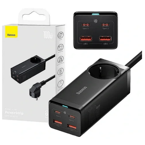 Baseus GaN3 Pro 100 W juodas įkroviklis / prailgintuvas image 2