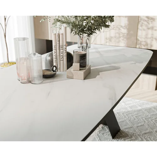 Išskleidžiamas stalas ZENITH 160 cm, juodas / marmuras bianco image 3